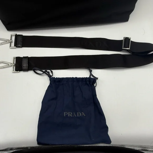 NWT PRADA Re-Nylon/ Leather Padded Large Black tote/ shopping Bag Crossbody mens - Picture 13 of 17